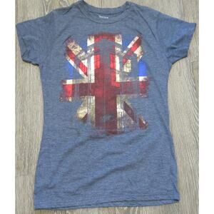 DOCTOR WHO Tardis UK Flag T Shirt Size XL Short Sleeve Gray Sci Fi British TV